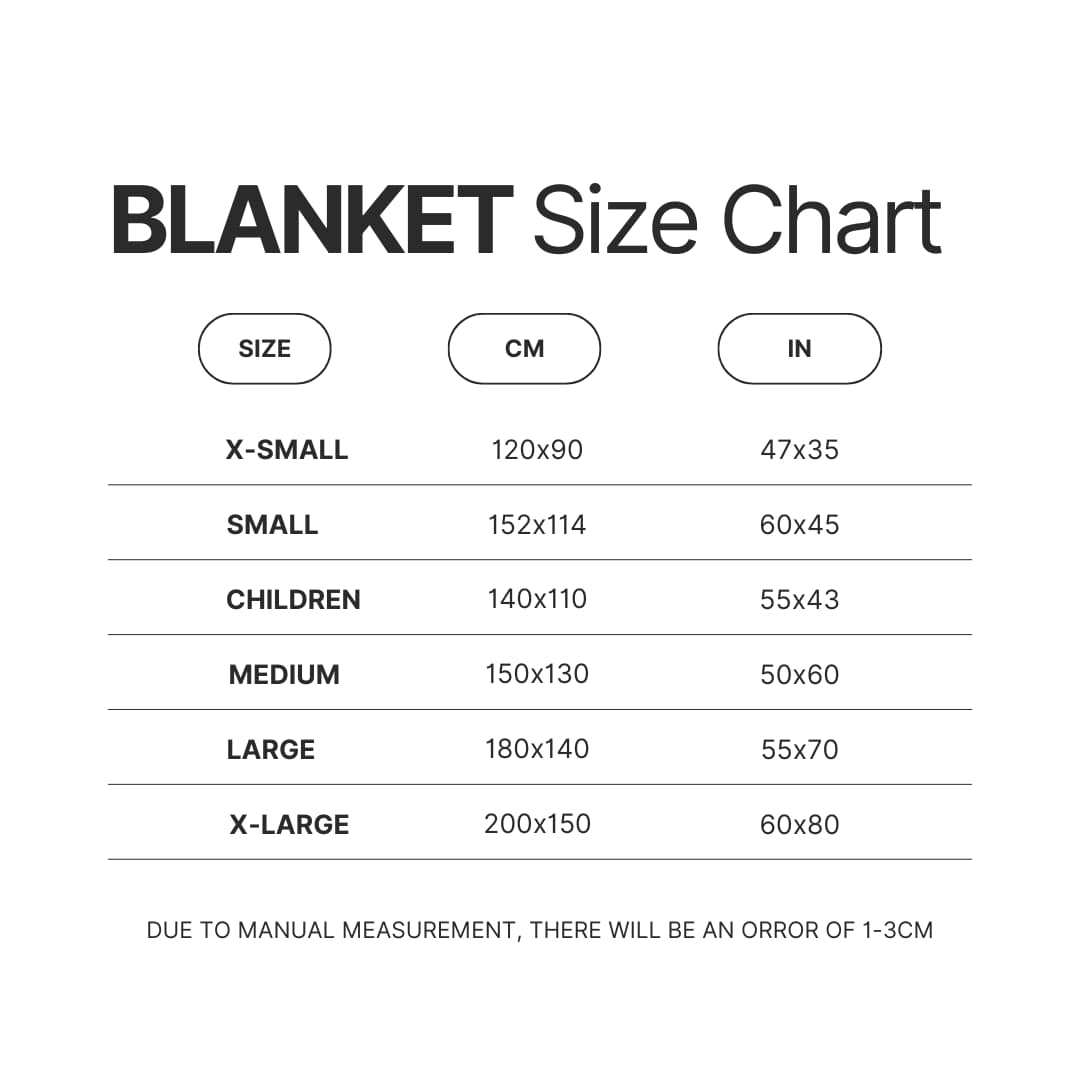 Blanket Size Chart - Shin Megami Tensei Merch