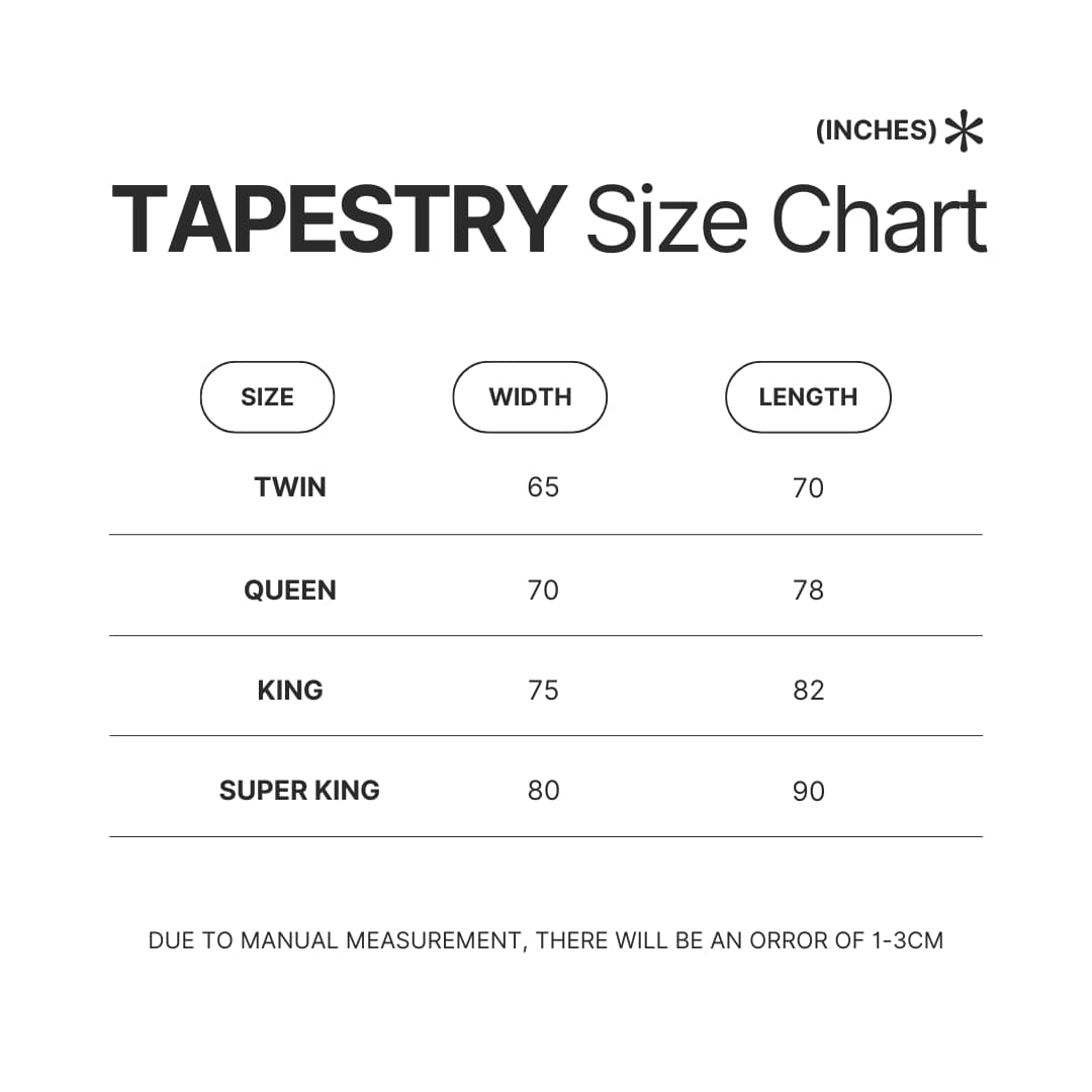 Tapestry Size Chart - Shin Megami Tensei Merch